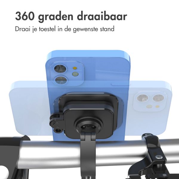 Accezz EasyLock telefoonhouder fiets - inclusief hoesje Apple iPhone 15 - Aluminium - 360 graden draaibaar - Zwart
