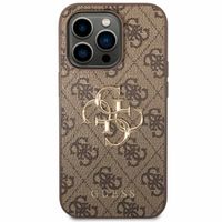 Guess 4G Metal Logo Backcover iPhone 14 Pro Max - Bruin