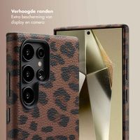 Selencia Sabi Backcover Panterprint met MagSafe Samsung Galaxy S24 Ultra - Mocha Brown