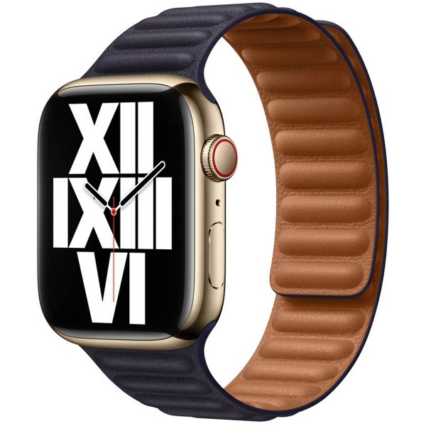 Apple Leather Link Apple Watch Series 1-10 / SE / Ultra (2) - 42/44/45/46/49 mm - Maat M/L - Ink