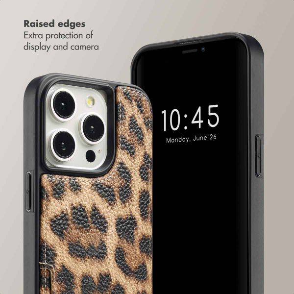 Selencia Nova Phone Case with Cord and Card Holder Apple iPhone 15 Pro - Leopard