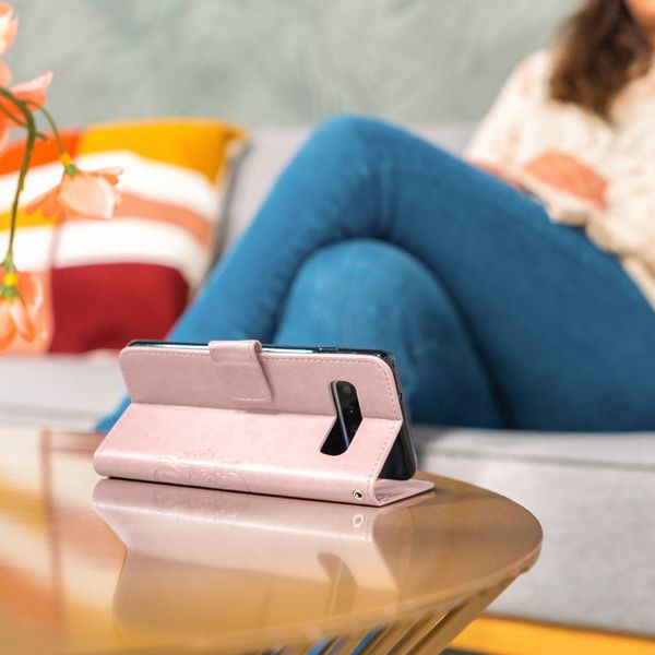 Klavertje Bloemen Bookcase Alcatel 1S (2019) - Rosé Goud