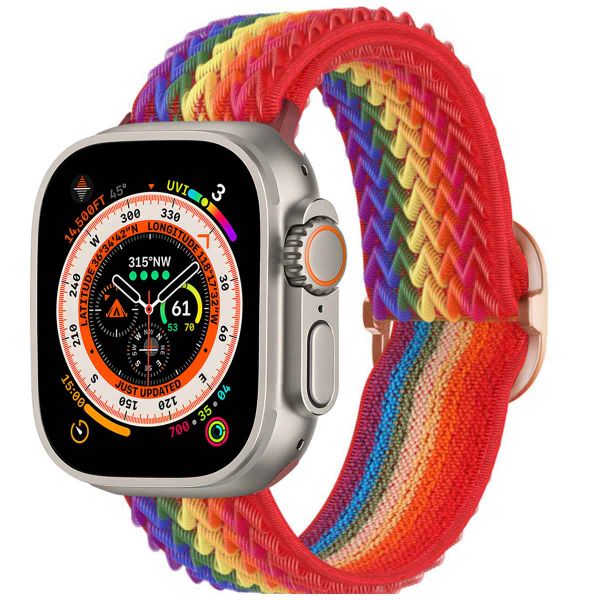 imoshion Elastisch nylon bandje Apple Watch Series 1-10 / SE / Ultra (2) - 42/44/45/46/49 mm - Rainbow