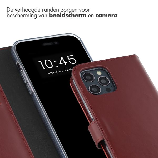 Selencia Echt Leren Bookcase Apple iPhone 12 (Pro) - Burgundy