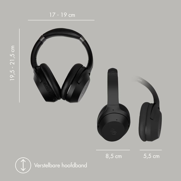 Selencia Urban Play Draadloze Koptelefoon - Active Noise Cancelling - Met Opbergcase - Midnight Black