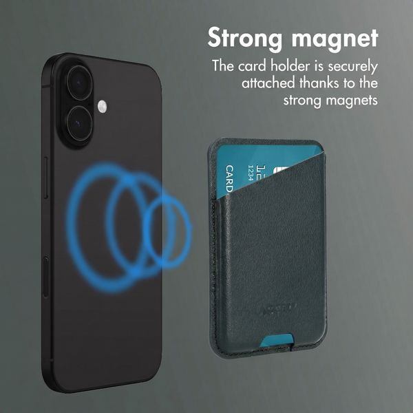 Accezz Magnetic Leather Card Holder - Compatible with Apple Find My - Cedar Green