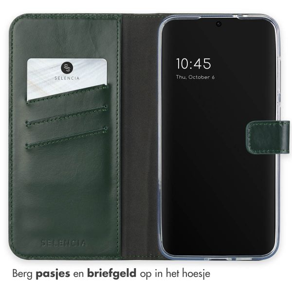 Selencia Echt Leren Bookcase Samsung Galaxy S24 FE - Groen