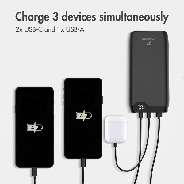 imoshion Powerbank 27,000 mAh - Quick Charge and Power Delivery - Black
