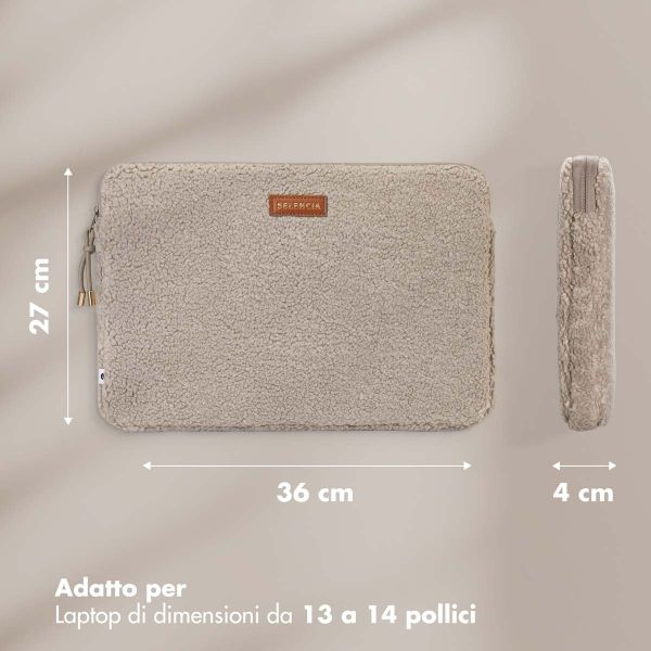 Selencia Teddy Laptop hoes 13-14 inch - Laptopsleeve - Sand