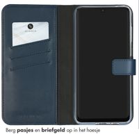 Selencia Echt Leren Bookcase Samsung Galaxy A55 - Donkerblauw