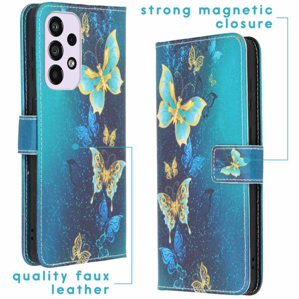 imoshion Design Softcase Bookcase Samsung Galaxy A33 - Blue Butterfly