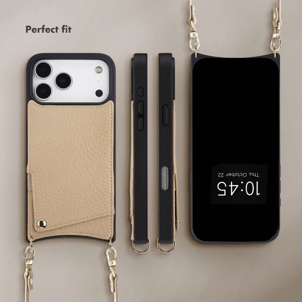 Selencia Nova Phone Case with Cord and Card Holder Apple iPhone 18 Pro Max / 17 Pro Max - Beige