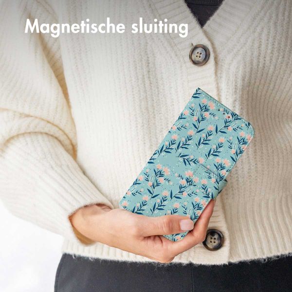 imoshion Design Bookcase Motorola Moto G34 - Blue Flowers