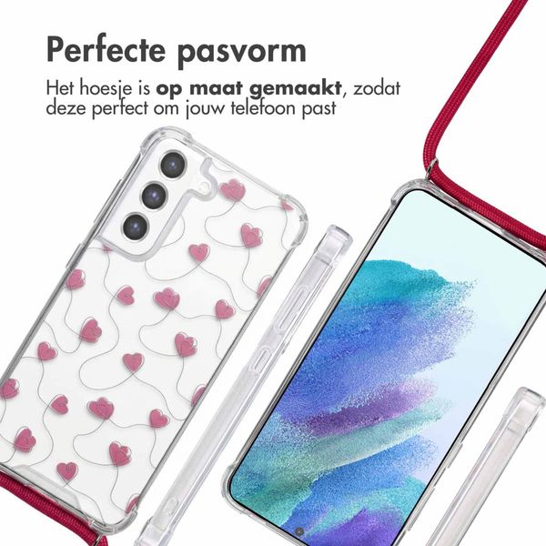 imoshion Design hoesje met koord Samsung Galaxy S21 FE - Dusty Rose Connected Hearts