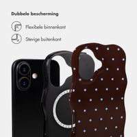 Selencia Vivid Wavy Backcover met MagSafe Apple iPhone 16 - Happy Dots Chocolate