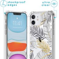 imoshion Design hoesje met koord iPhone 12 Mini - Bladeren - Zwart / Goud