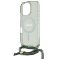 Guess MagSafe IML Backcover met crossbody cord Apple iPhone 16 Pro - Groen