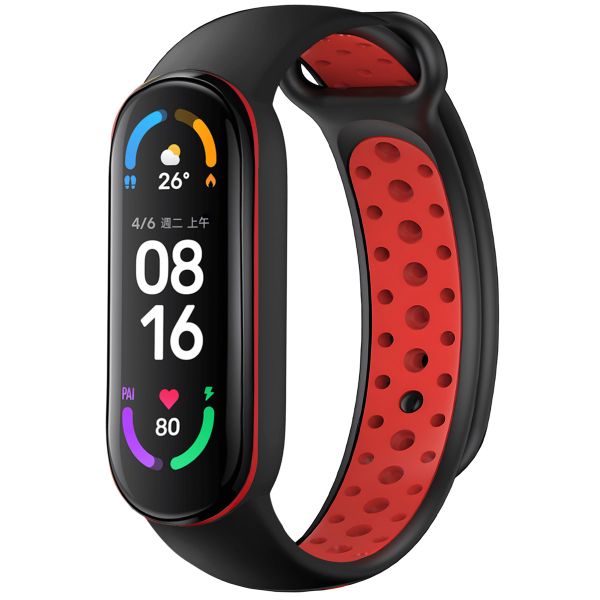 imoshion Siliconen sport bandje Xiaomi Mi Band 5 / 6 - Zwart / Rood