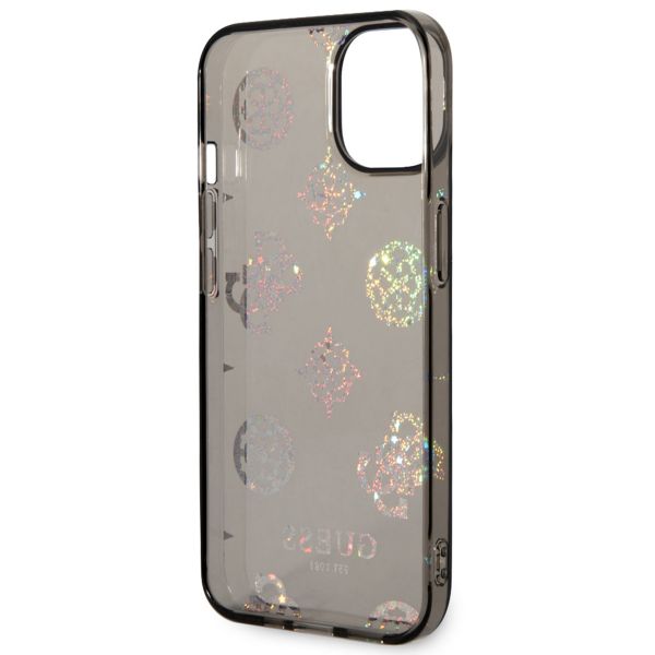 Guess Peony Glitter Backcover iPhone 14 - Zwart