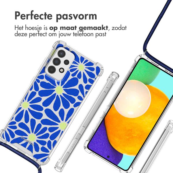 imoshion Design hoesje met koord Samsung Galaxy A52(s) (5G/4G) - Cobalt Blue Flowers Connect