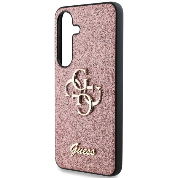 Guess 4G Metal Logo Glitter Backcover Samsung Galaxy S25 - Roze