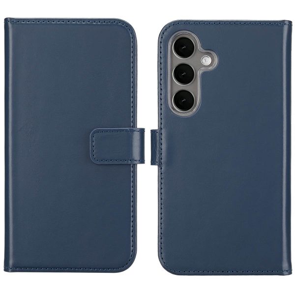 Selencia Echt Lederen Bookcase Samsung Galaxy S25 - Blauw