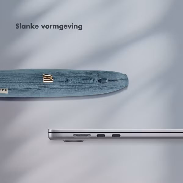 Selencia Corduroy Laptop hoes 15-16 inch - Laptopsleeve - Slate Blue