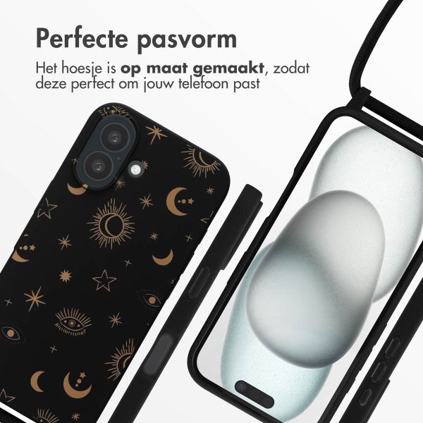 imoshion Siliconen design hoesje met koord iPhone 16 - Sky Black