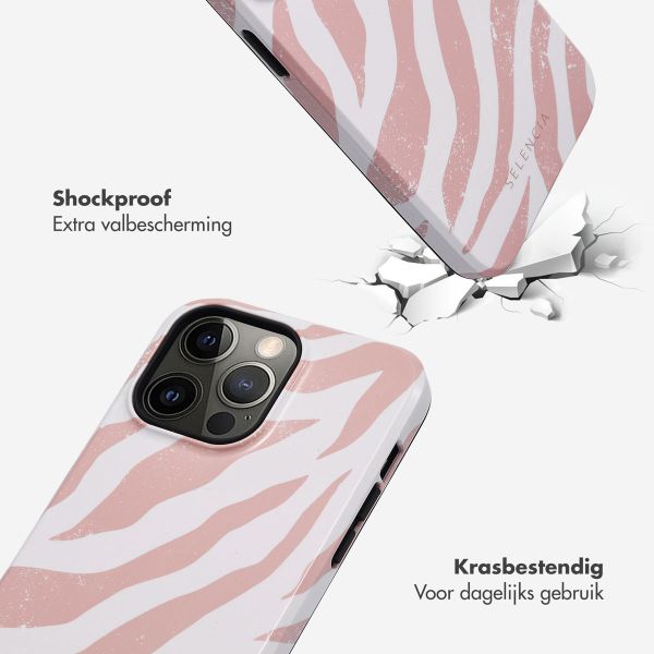 Selencia Vivid Tough Backcover iPhone 14 Pro Max - Colorful Zebra Old Pink