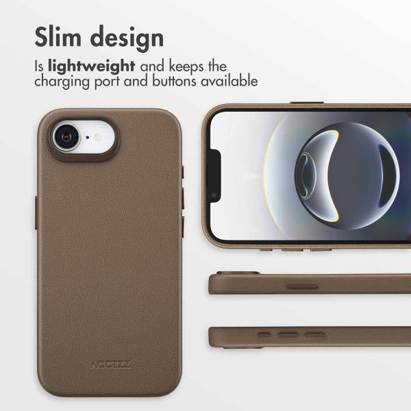 Accezz Leather Back Cover with MagSafe Apple iPhone 17e / 16e - Coffee Brown