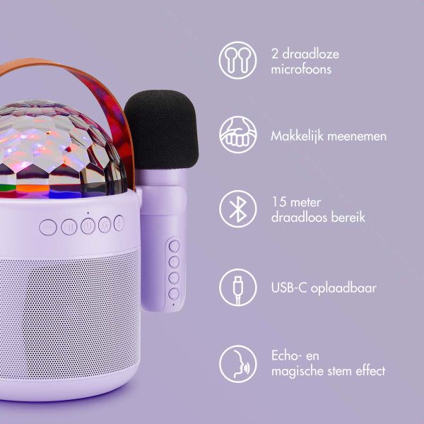imoshion Sing & Shine Karaoke set - Speaker en 2 Microfoons - Lavender Lilac
