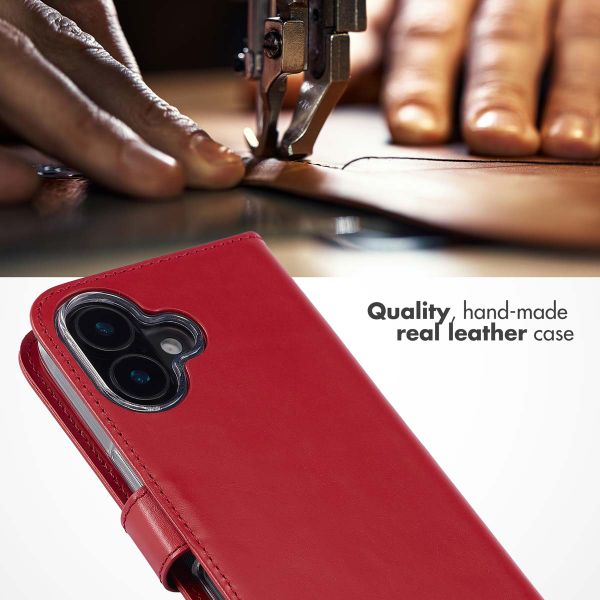Selencia Genuine Leather Book Case Apple iPhone 16 - Red