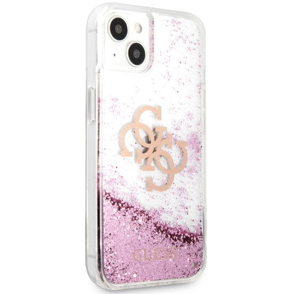 Guess 4G Logo Liquid Glitter Backcover Apple iPhone 13 - Roze