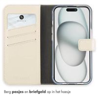 Selencia Echt Leren Bookcase Apple iPhone 15 - Greige