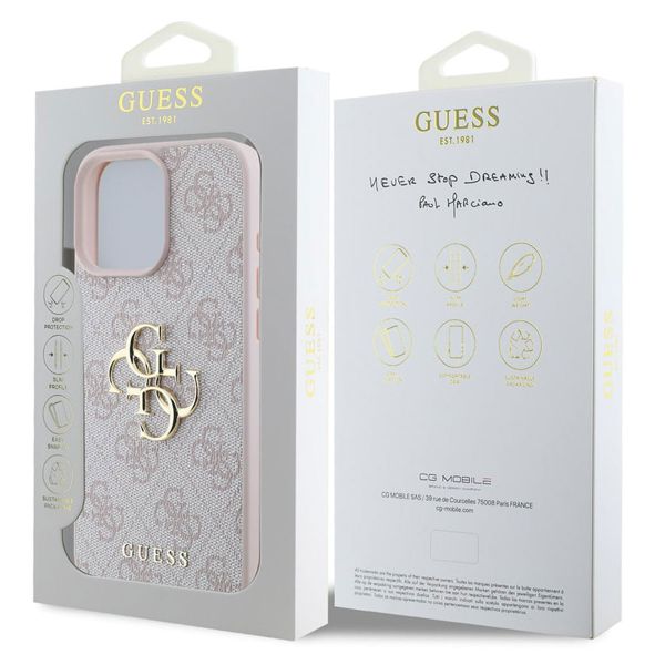 Guess 4G Metal Logo Backcover Apple iPhone 16 Pro Max - Roze