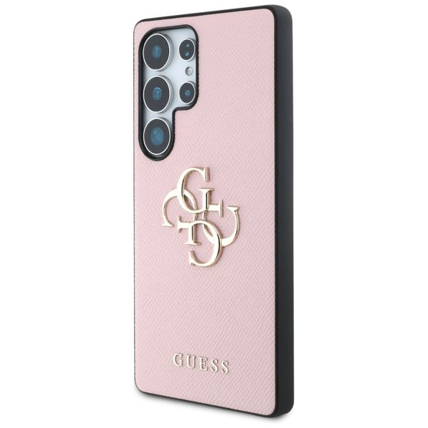 Guess 4G Metal Logo Saffiano Backcover Samsung Galaxy S25 Ultra - Roze