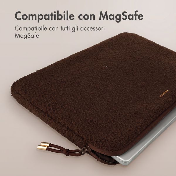 Selencia Teddy Laptop hoes 13-14 inch - Laptopsleeve - Choco Brown