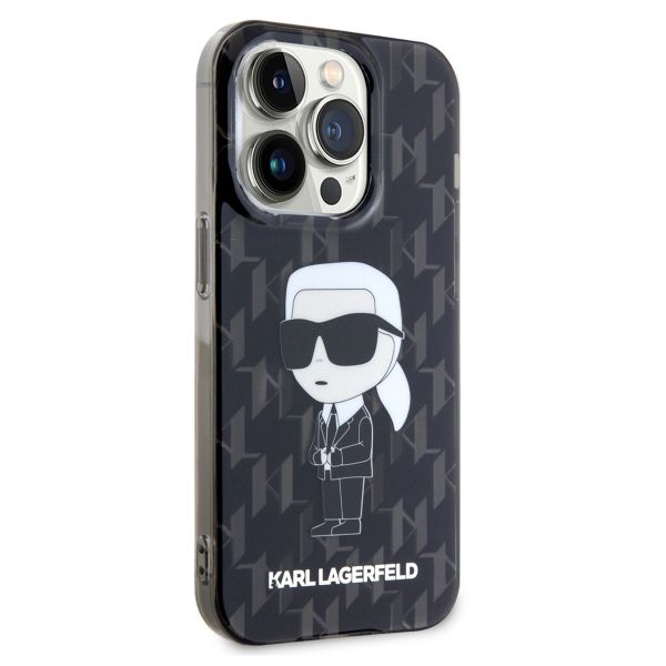 Karl Lagerfeld Hardcase Backcover Monogram iPhone 15 Pro - Zwart