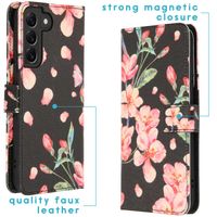 imoshion Design Softcase Bookcase Samsung Galaxy S22 Plus - Blossom Black