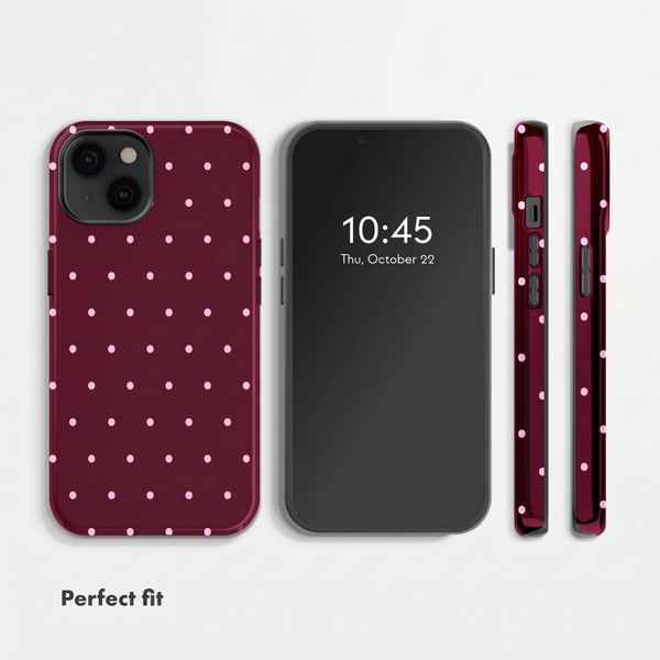 Selencia Vivid Back Cover with MagSafe Apple iPhone 14 - Happy Dots Burgundy