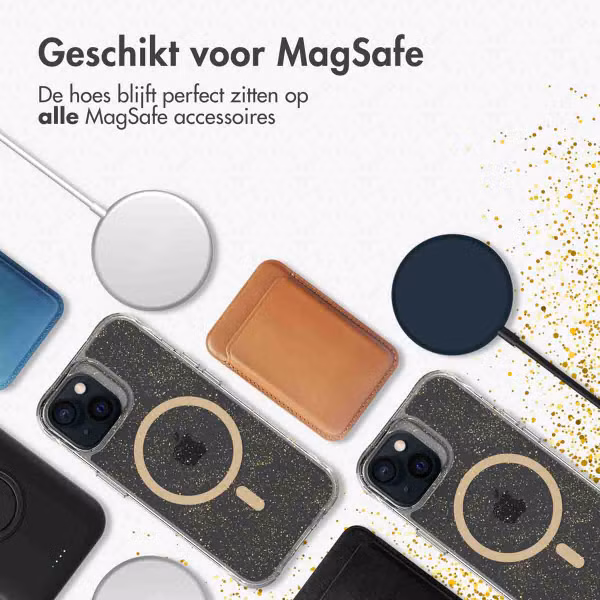 imoshion Clear Glitter Backcover met MagSafe Apple iPhone 15 - Goud