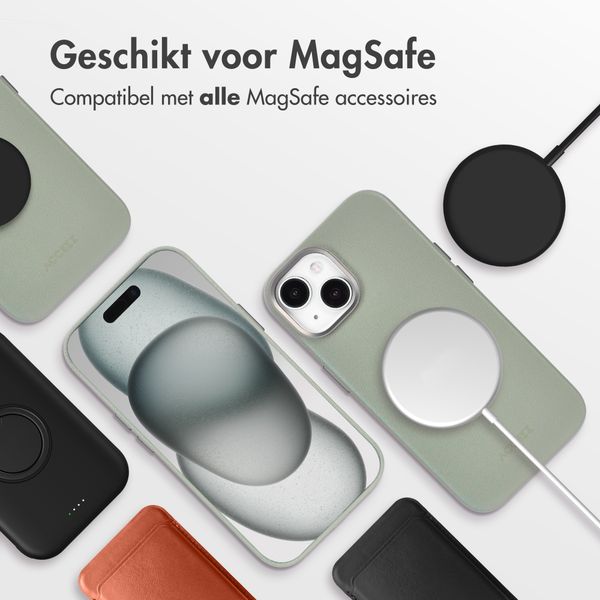 Accezz MagSafe Leather Backcover Apple iPhone 15 - Light Grey