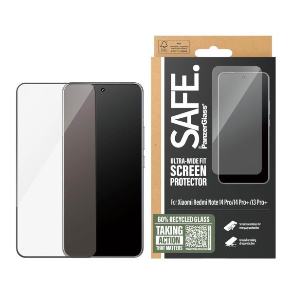 SAFE by PanzerGlass Ultra-Wide Fit Screenprotector incl. applicator voor de Xiaomi Redmi Note 14 Pro (Plus) (5G) / 13 Pro Plus (5G)