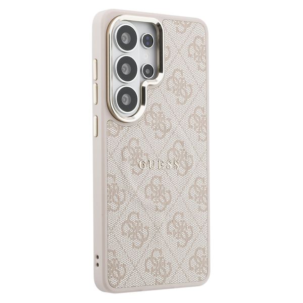 Guess 4G Leather Backcover met MagSafe Samsung Galaxy S26 Ultra - Gold Edge - Pink