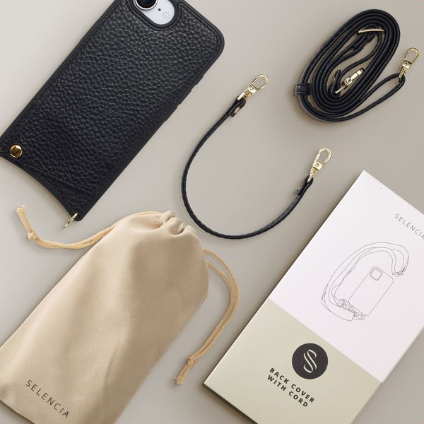 Selencia Nova Phone Case with Cord and Card Holder Apple iPhone 17e / 16e - Black