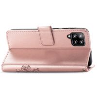 Klavertje Bloemen Bookcase Samsung Galaxy A42 - Rosé Goud