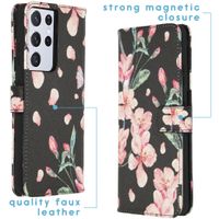 imoshion Design Softcase Bookcase Samsung Galaxy S21 Ultra - Blossom Watercolor Black