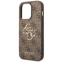 Guess 4G Metal Logo Backcover iPhone 14 Pro Max - Bruin