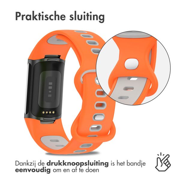 imoshion Siliconen sport bandje Fitbit Charge 5 / Charge 6 - Oranje / Grijs