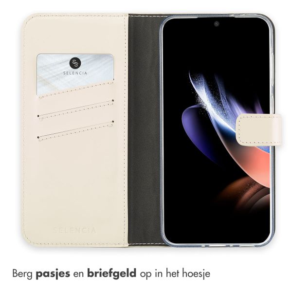 Selencia Echt Leren Bookcase Samsung Galaxy A36 / A56 - Greige